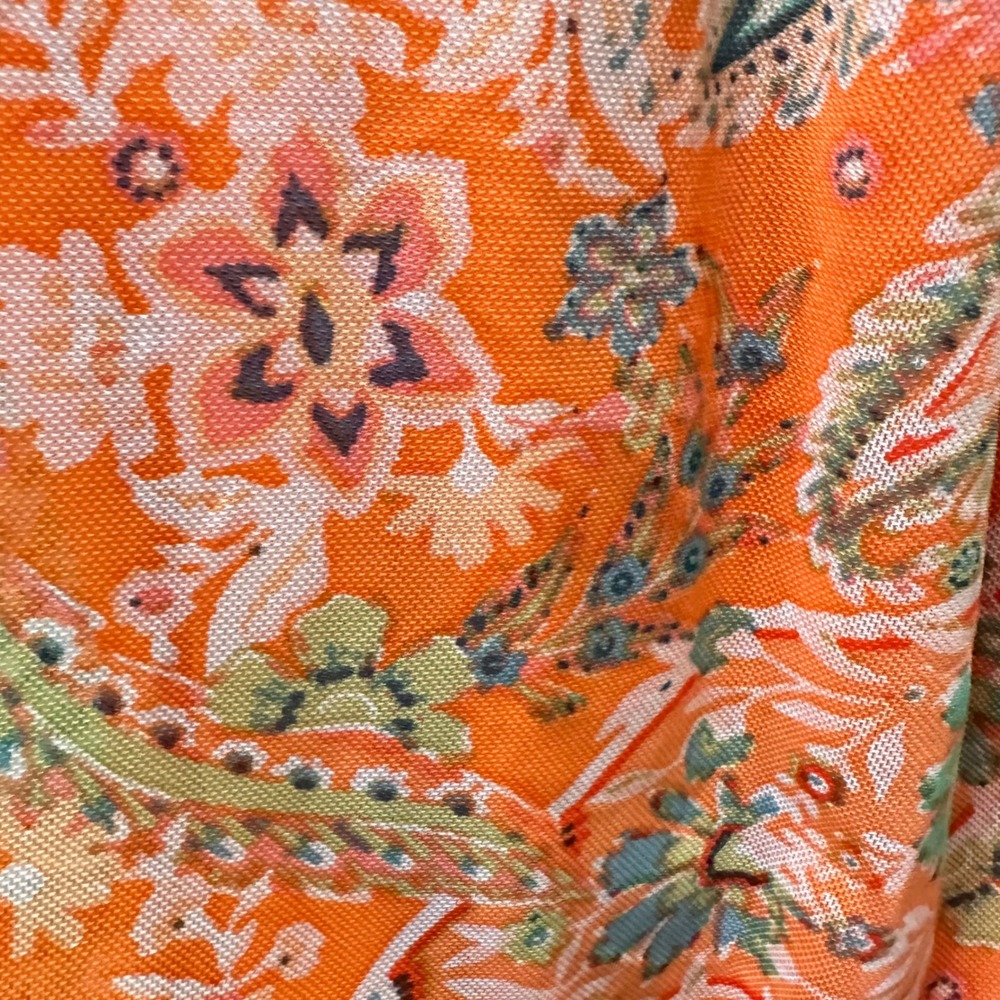 Joie de Vivre Tiered Mesh Midi Dress Women Size M Orange Paisley Smocked Waist - Picture 11 of 13